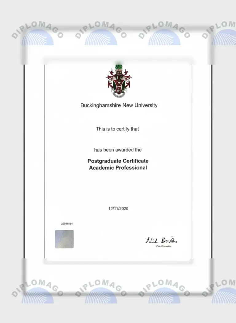 英国白金汉郡新大学证书